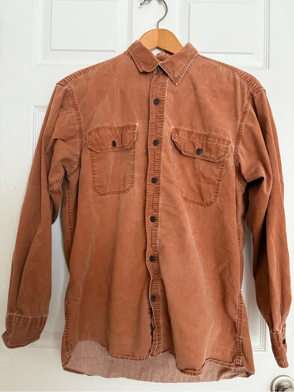 RedHead Burnt Orange Mens Medium Button Up Shirt 100% Cotton Faded Distressed